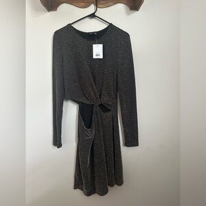 Topshop Black and Silver Long Sleeve Dress